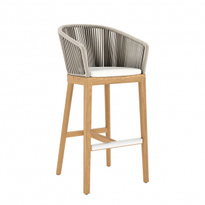 Кресло барное деревянное плетеное JANUS et Cie Heron тик, алюминий, роуп натуральный, песочный Фото 8