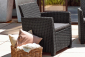 Комплект пластиковой мебели Keter Corona set with cushion box пластик с имитацией плетения графит Фото 5