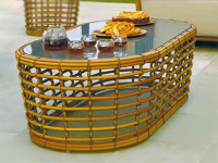 Столик плетеный со стеклом журнальный Villa