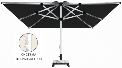 Зонт профессиональный 3х3 м THEUMBRELA SEMSIYE EVI Avocado алюминий, акрил серебристый, черный Фото 1