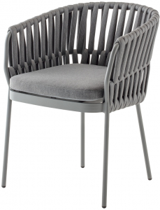 Кресло плетеное с подушкой Grattoni Soho алюминий, роуп, олефин титан Фото 1