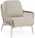 Кресло лаунж плетеное с подушками Garden Relax Eulero алюминий, тик, роуп, олефин пеликан Фото 1