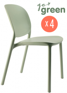 Комплект пластиковых стульев Scab Design Hug Go Green Set 4 технополимер зеленый шалфей Фото 1