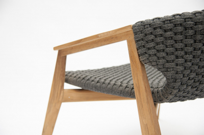 Кресло деревянное плетеное Ethimo Knit тик, роуп тик, серый Фото 4