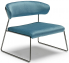 Кресло лаунж с обивкой Scab Design Lisa Lounge сталь, вельвет черный глянцевый никель, голубой Фото 1