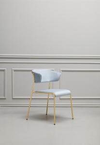 Кресло с обивкой Scab Design Lisa сталь, дерево, вельвет сатинированная латунь, голубой Фото 7