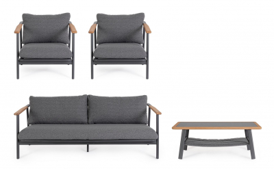 Комплект металлической лаунж мебели Garden Relax Leonida алюминий, тик, олефин антрацит Фото 5