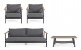 Комплект металлической лаунж мебели Garden Relax Leonida алюминий, тик, олефин антрацит Фото 5