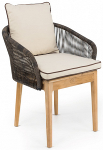 Кресло плетеное с подушкой RosaDesign Dakota тик, алюминий, искусственный ротанг, ткань натуральный, коричнево-черный, бежевый Фото 1