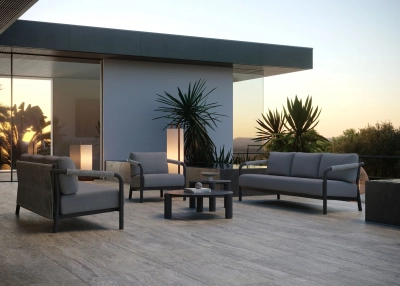 Столик кофейный каменный SNOC Lorvain Nightfall L песчаник, алюминий, камень черный Фото 5