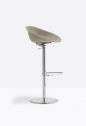 Кресло барное с регулировкой высоты PEDRALI Gliss сталь, технополимер, натуральная кожа хромированный, хаки Фото 6