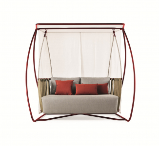 Качели металлические Ethimo Swing алюминий, тик, акрил белый, натуральный, серый Фото 4