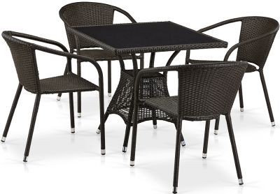 Комплект плетеной мебели Afina T197BNS/Y137C-W53 Brown 4Pcs искусственный ротанг, сталь коричневый Фото 1