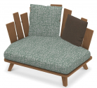 Кресло деревянное лаунж правое с подушками Ethimo Rafael тик, полипропилен натуральный, голубой Фото 4