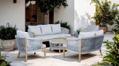 Комплект плетеной лаунж-мебели на 7 персон Tagliamento Veneto акация, роуп, олефин светлый тик, серый Фото 40