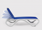 Шезлонг-лежак пластиковый Nardi Omega полипропилен, текстилен белый, синий Фото 19