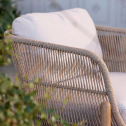 Кресло деревянное плетеное с подушками Tagliamento Talara акация, роуп, олефин бежевый, лен Фото 18