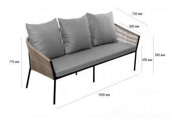 Диван трехместный плетеный с подушками-thumbs-Фото3