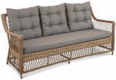 Диван трехместный плетеный с подушками ReeHouse Impero алюминий, искусственный ротанг, олефин американский орех, серый Фото 1
