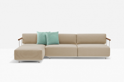 Диван угловой мягкий PEDRALI Arki-Sofa сталь, алюминий, тик, ткань белый, песочный Фото 8