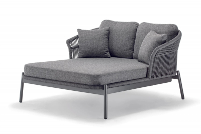 Лаунж-диван плетеный с подушками Grattoni Tropea алюминий, роуп, олефин антрацит, темно-серый, угольный Фото 6
