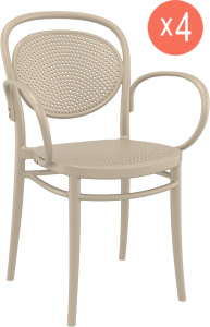 Комплект пластиковых кресел Siesta Contract Marcel XL Set 4 стеклопластик бежевый Фото 1