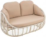 Диван двухместный плетеный с подушками ReeHouse Lotus алюминий, искусственный ротанг, олефин доминикана, бежевый Фото 1