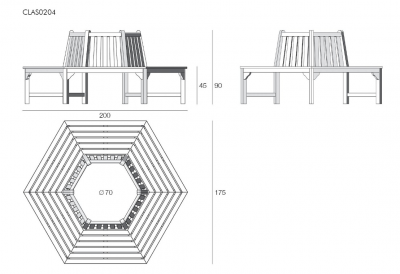 Скамейка деревянная шестиугольная Giardino Di Legno Classica Exa тик Фото 2
