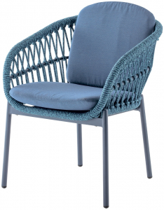 Кресло плетеное с подушками Grattoni Elba Rope алюминий, роуп, олефин синий Фото 1