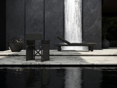 Кресло металлическое складное SNOC Sestri Nightfall алюминий, тик, текстилен черный Фото 5