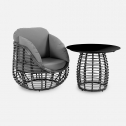Кресло плетеное с подушками ReeHouse Lotus алюминий, искусственный ротанг, олефин черный металлик, серый Фото 9