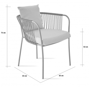 Кресло плетеное с подушками Rever Levante сталь, роуп, ткань Фото 2