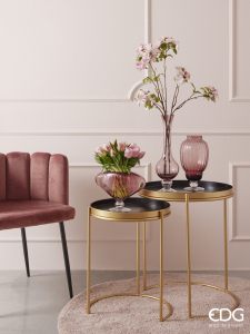 Ваза с длинным горлышком Полосы EDG Vase стекло античный розовый Фото 2