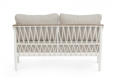 Диван двухместный с подушками Garden Relax Fenix алюминий, роуп, олефин белый Фото 6