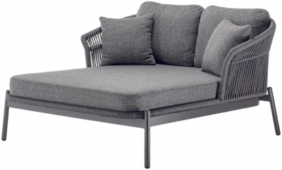 Лаунж-диван плетеный с подушками Grattoni Tropea алюминий, роуп, олефин антрацит, темно-серый, угольный Фото 1