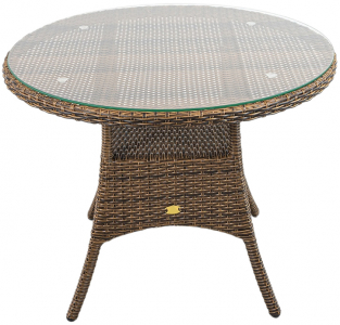 Стол плетеный обеденный ReeHouse Kipr алюминий, искусственный ротанг, стекло дуб омбре Фото 1