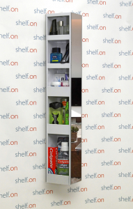 Поворотный зеркальный шкаф Shelf.On Hop металл белый Фото 1