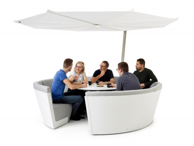 Зонт дизайнерский с подсветкой Ø3.3 м Extremis Kosmos Round + LED Light сталь, полиэстер белый Фото 33