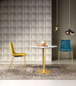 Стул с обивкой Scab Design Zebra Pop 4 legs  сталь, поликарбонат, ткань сатинированная латунь, желтый Фото 7
