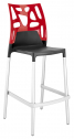 Стул пластиковый барный PAPATYA Ego Rock Bar алюминий, стеклопластик, поликарбонат антрацит матовый, красный Фото 1