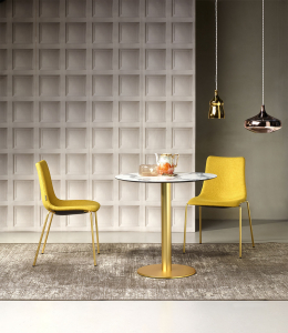 Стул с обивкой Scab Design Zebra Pop 4 legs  сталь, поликарбонат, ткань сатинированная латунь, желтый Фото 6