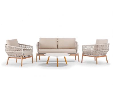 Комплект мягкой мебели Grattoni Alicante тик, алюминий, роуп, олефин песочный, конопляный, песочный Фото 7