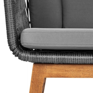Кресло плетеное с подушками ReeHouse Letto 2я ТР алюминий, ясень, искусственный ротанг, олефин черный металлик, серый Фото 8
