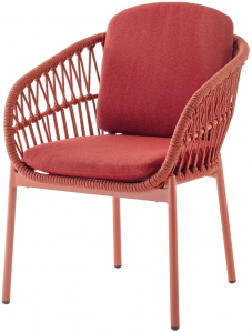 Кресло плетеное с подушками Grattoni Elba Rope алюминий, роуп, олефин красный Фото 1