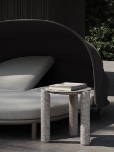 Столик кофейный каменный SNOC Lorvain Silver S песчаник, алюминий, камень серебряный, светло-серый Фото 8