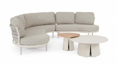 Диван модульный угловой с подушками Garden Relax Helios алюминий, роуп, олефин бежевый Фото 5