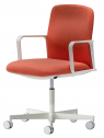 Кресло компьютерное PEDRALI Temps Low Back алюминий, стеклопластик, ткань белый, красный Фото 1