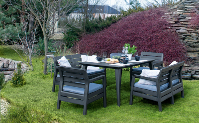 Комплект пластиковой мебели Keter Delano set with Lima table 160 полипропилен графит, серый Фото 6