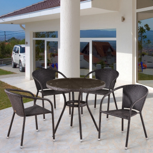 Комплект плетеной мебели Afina T282ANT/Y137C-W53 Brown 4Pcs искусственный ротанг, сталь коричневый Фото 2