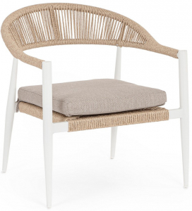 Кресло лаунж плетеное с подушкой Garden Relax Jandia алюминий, роуп, полиэстер белый, бежевый Фото 1